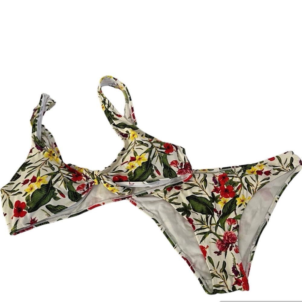 Cabana Del Sol Floral Print Swim Set Bikini Size Large Gem